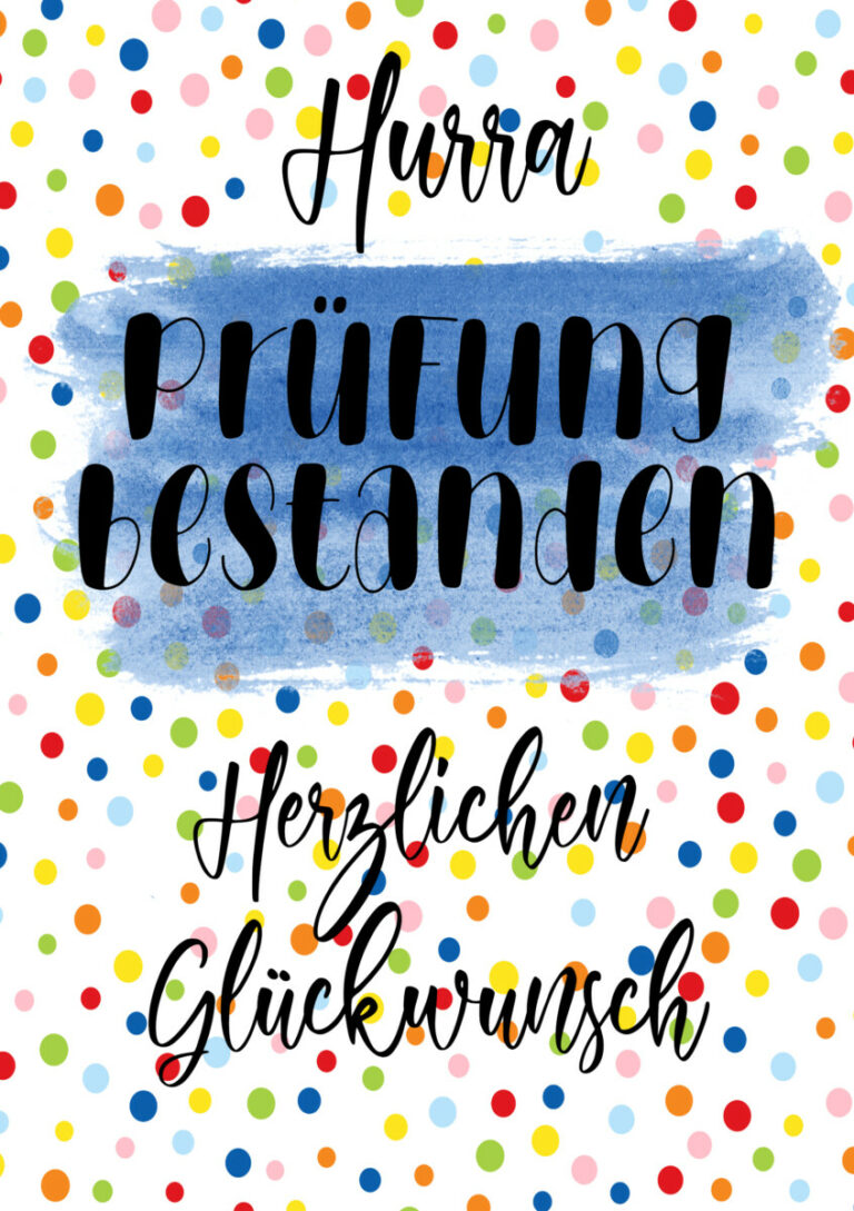 “Hurra Prüfung Bestanden” Glückwunschkarte zur bestandenen Prüfung