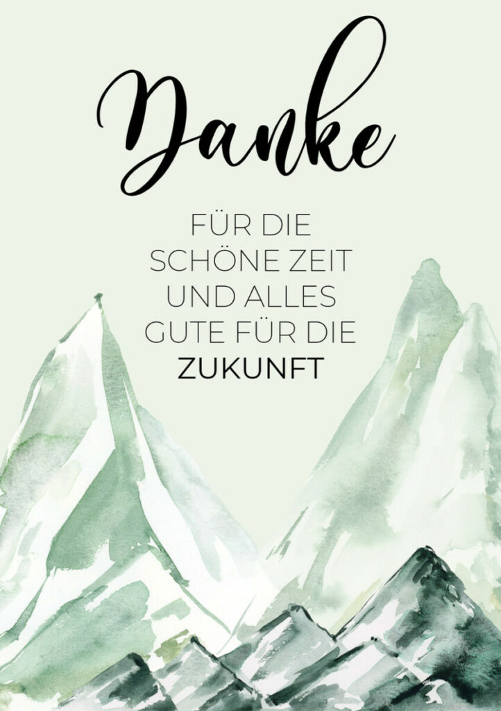 Abschieds-Gruppenkarte Berglandschaft “DANKE für die schöne Zeit und